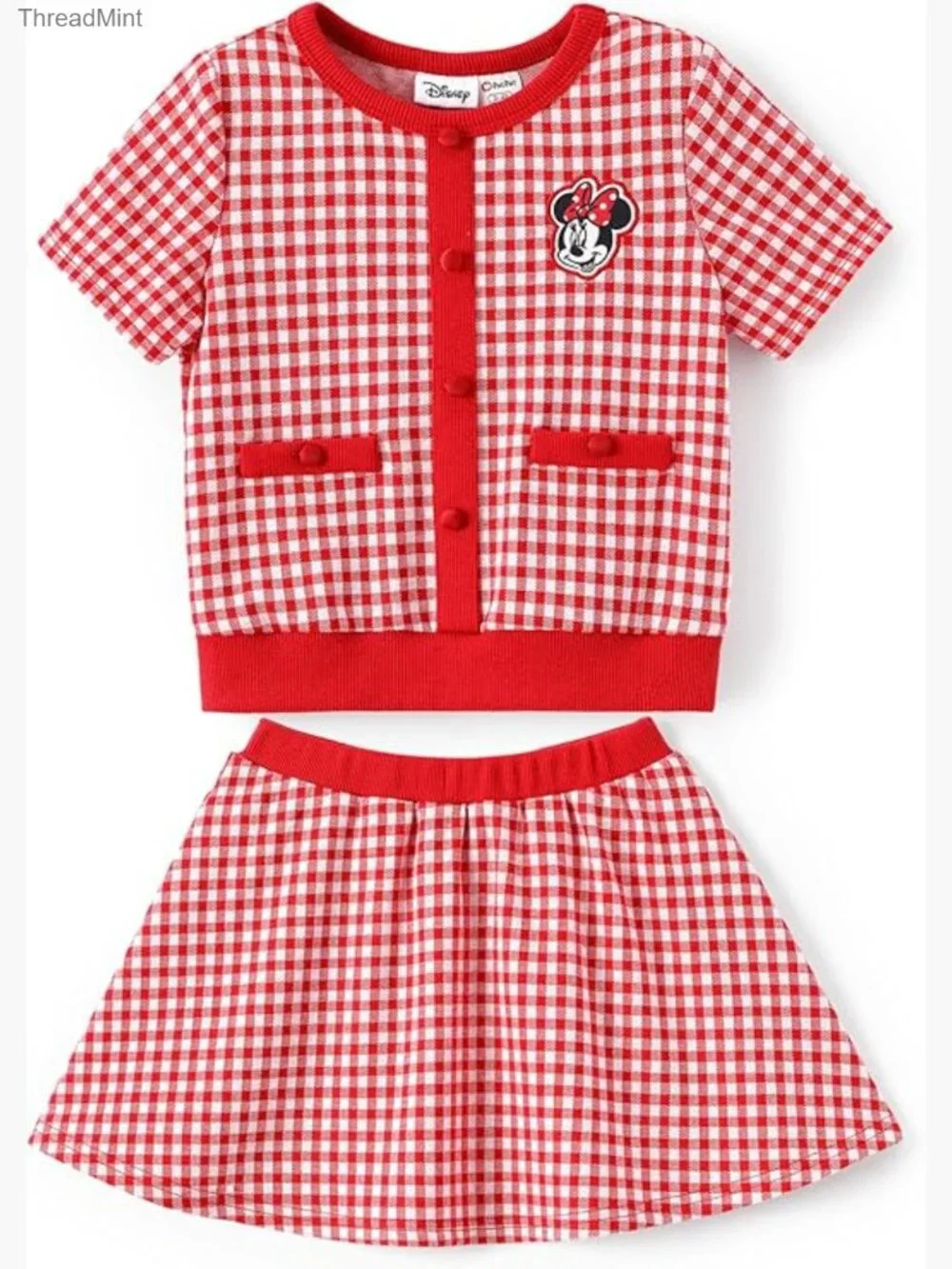 Disney Minnie Mouse Toddler Girl 2-Piece Skirt Set with Knit Top & Tweed Skirt